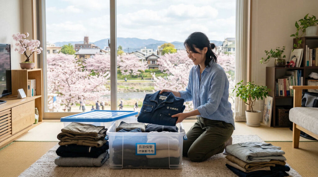シーズンオフの作業着を長期保管する方法