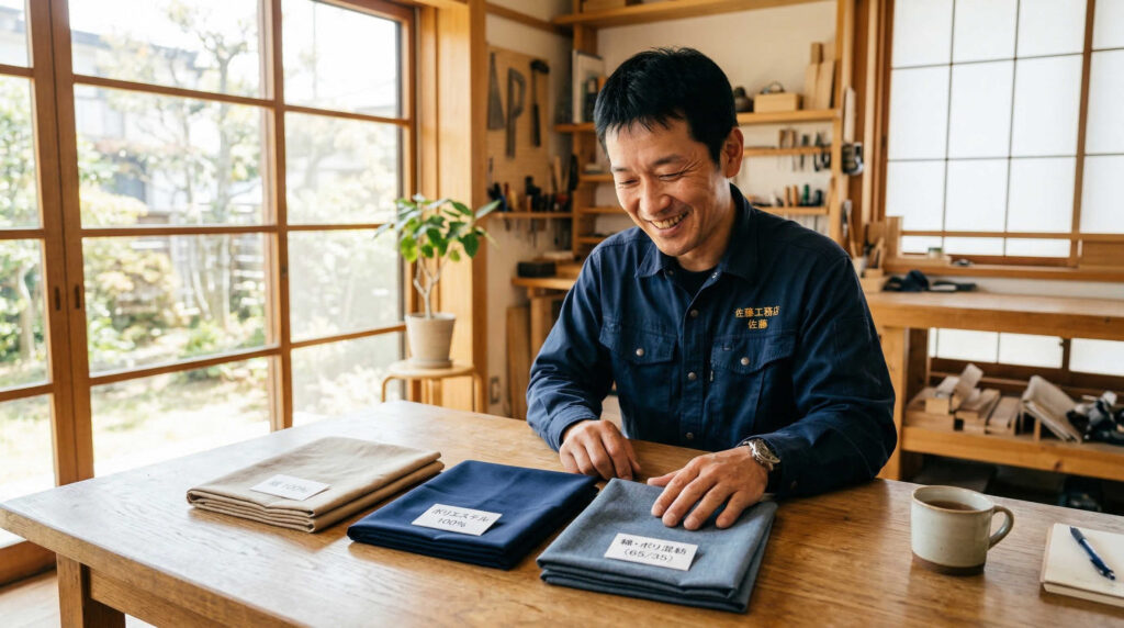 倉庫作業着の素材比較｜綿・ポリエステル・混紡の違い