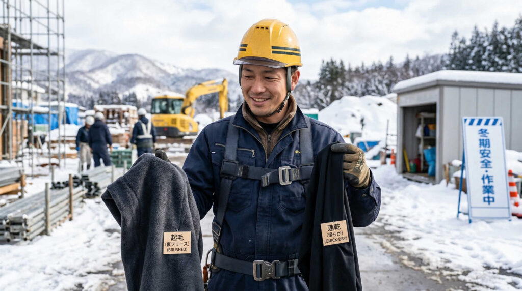 防寒インナーの素材別特徴と向いている作業環境