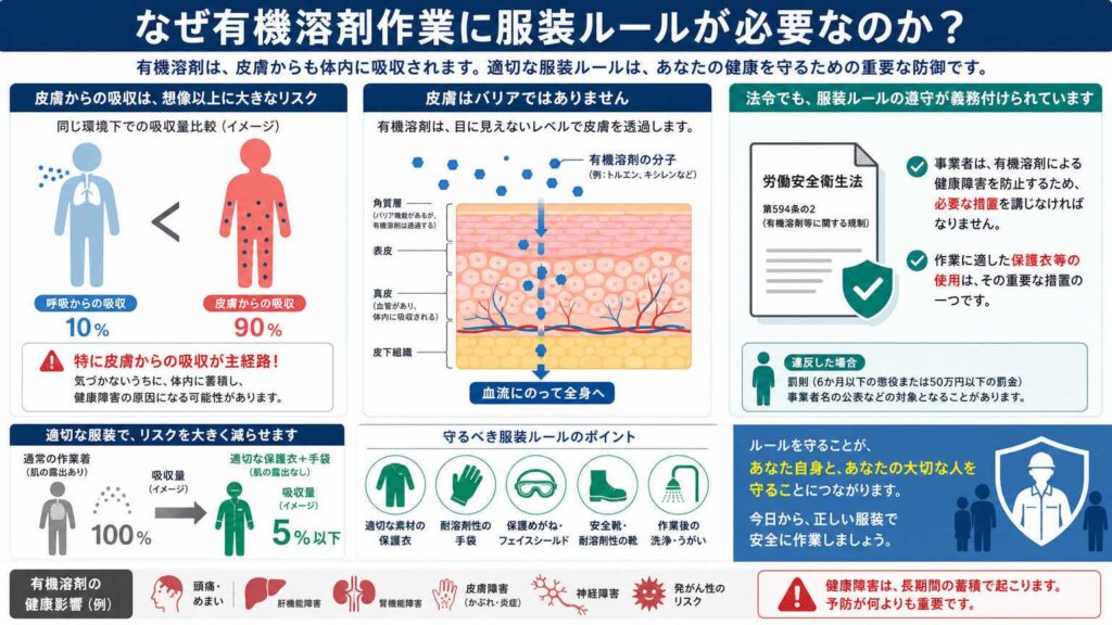 なぜ有機溶剤作業に服装ルールが必要なのか
