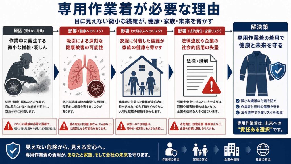 アスベスト作業に専用の作業着が必要な理由