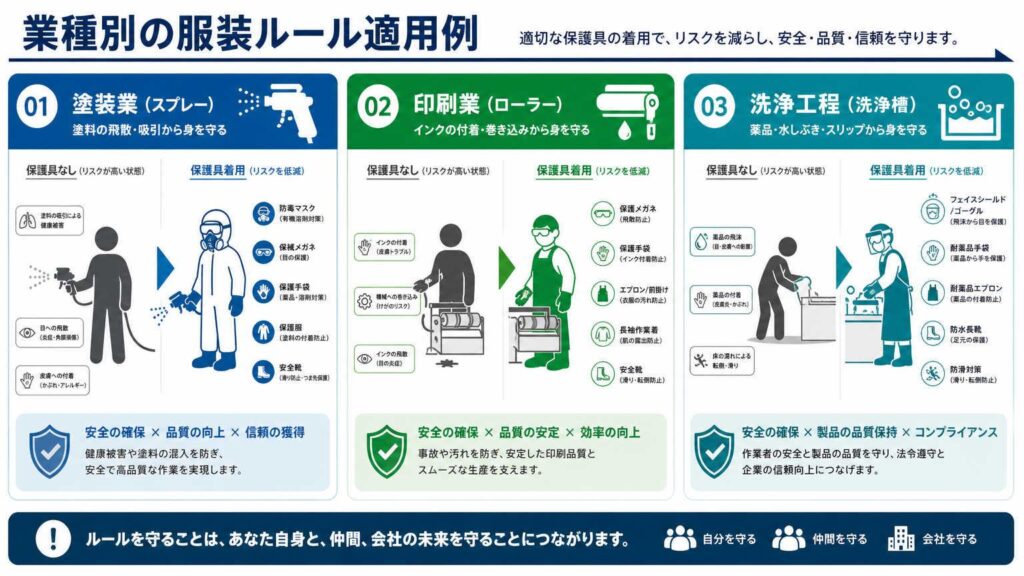 業種別・工程別の服装ルール適用例