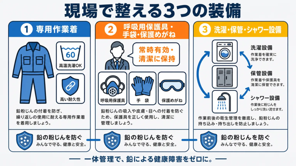 現場で整えるべき作業服と保護具の具体例