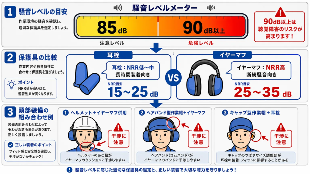 騒音レベル別に見る服装・保護具の選び方