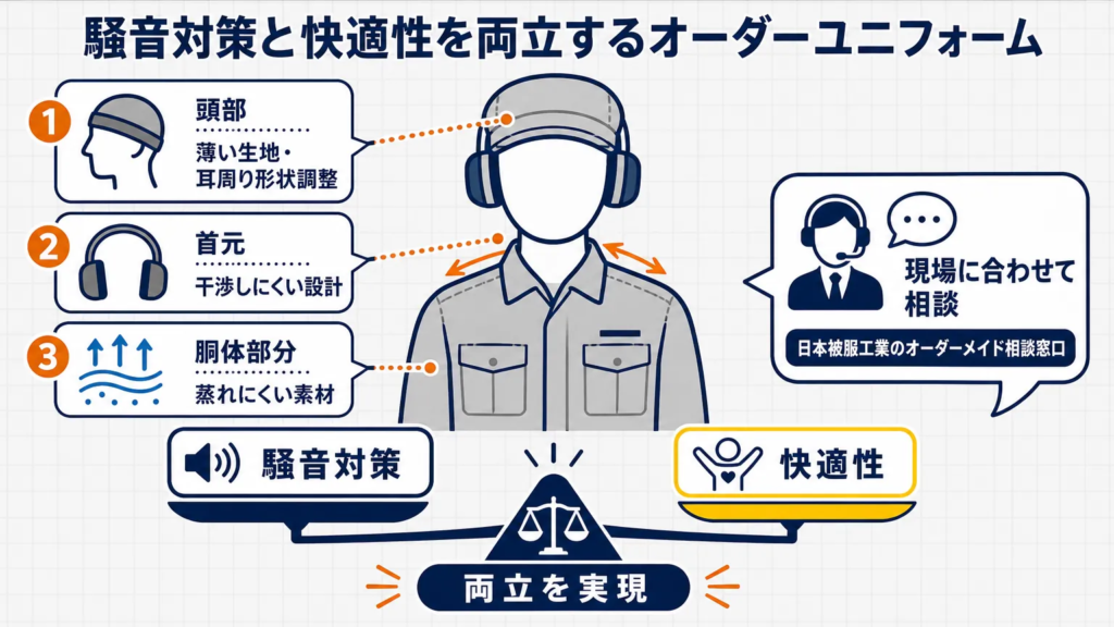 日本被服工業のオーダーユニフォームで騒音対策と快適性を両立する