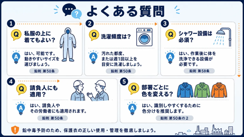 鉛作業の服装規定についてよくある質問 